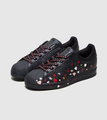 Botasky adidas Originals Superstar Valentines Day Superstar Valentines Day - Damske Topanky Čierne |